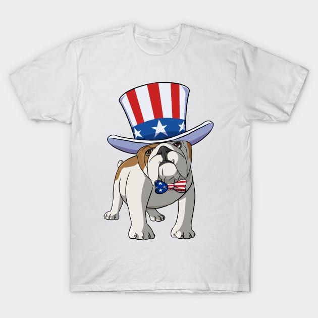 English Bulldog 4th of July American T-Shirt by Noseking